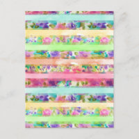 Jolie fleurs rayures Aquarelle peinture main