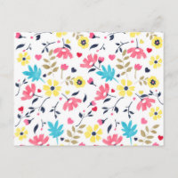 Jolie fleurs romantiques coeurs aquarelle peinture