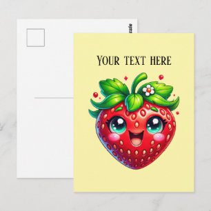 Carte Postale Jolie fraise fruit personnalisable 