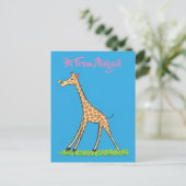 Carte Postale Jolie girafe avec dessin animé de papillon (Debout devant)