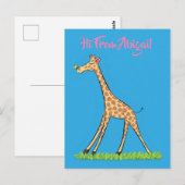 Carte Postale Jolie girafe avec dessin animé de papillon (Devant / Derrière)