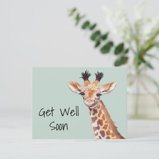 Carte Postale Jolie girafe Bon rétablissement Personnalisé (Debout devant)