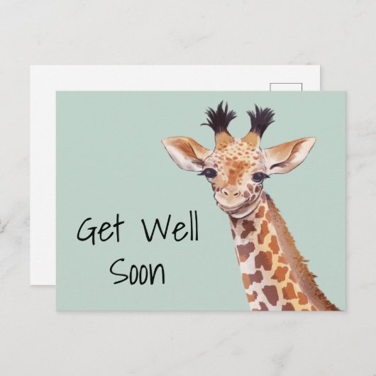 Carte Postale Jolie girafe Bon rétablissement Personnalisé (Devant / Derrière)