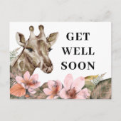 Carte Postale Jolie Giraffe Or Floral Se Bien Bientôt (Devant)