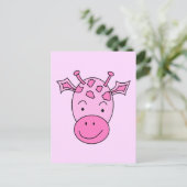 Carte Postale Jolie Giraffe Rose. (Debout devant)