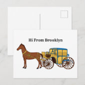 Carte Postale Jolie illustration de cheval et de calèche royale (Devant / Derrière)