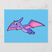 Carte Postale Jolie illustration d'un ptérodactyle volant. (Devant)