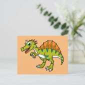 Carte Postale Jolie illustration d'un Spinosaurus souriant. (Debout devant)