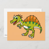 Carte Postale Jolie illustration d'un Spinosaurus souriant. (Devant / Derrière)