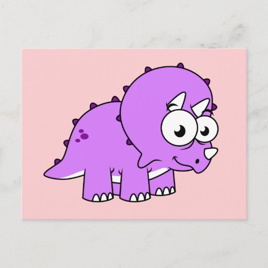 Carte Postale Jolie illustration d'un Triceratops. (Devant)