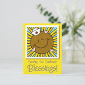 Carte Postale Jolie infirmière au tournesol souriant Bon rétabli (Debout devant)