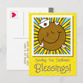 Carte Postale Jolie infirmière tournesol souriante, remets-toi v (Devant / Derrière)