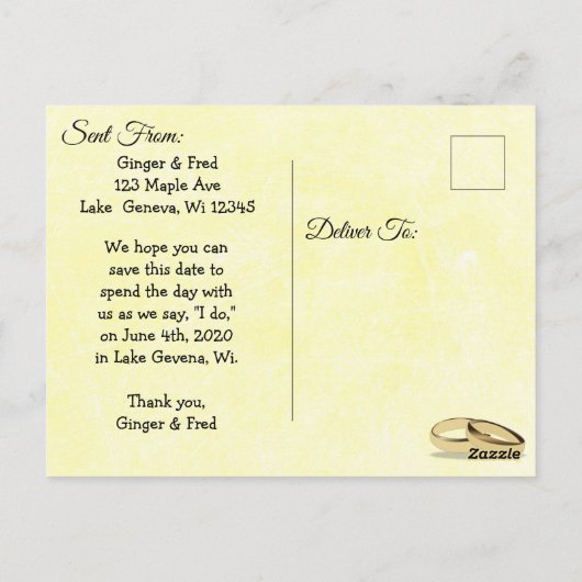 Carte Postale Jolie jaune jonquille Fleurs Enregistrer la date (Dos)