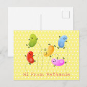 Carte Postale Jolie jellybeans bondissant dessin animé (Devant / Derrière)