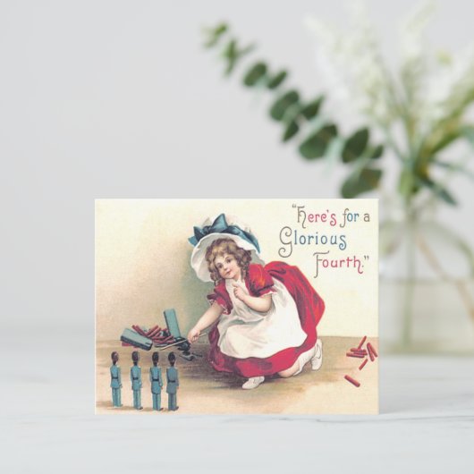 Carte Postale Jolie Jouet Soldat Feu d'artifice Feu d'artifice (Debout devant)