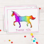 Carte Postale Jolie licorne Merci coloré<br><div class="desc">Carte postale d'anniversaire à la licorne. Carte de remerciements pour les enfants. licorne colorée arc-en-ciel. Il est parfait pour les enfants, surtout pour les filles, qui aiment les licornes et les chevaux. Parfait pour remercier vos amis et votre famille pour leurs cadeaux d'anniversaire et d'être à votre fête, ou pour...</div>