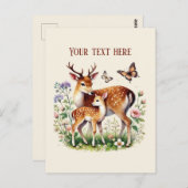 Carte Postale Jolie maman et bébé cerf ajoutez votre message (Devant / Derrière)