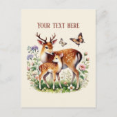 Carte Postale Jolie maman et bébé cerf ajoutez votre message (Devant)