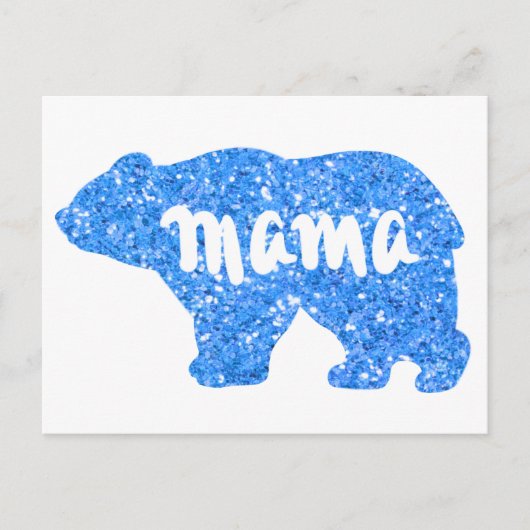 Carte Postale Jolie maman ours bleu scintillant design pour elle (Devant)