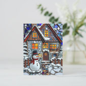 Carte Postale Jolie mosaïque Carrelage et verre tendu Noël (Debout devant)