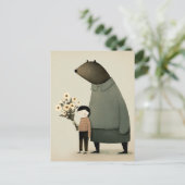 Carte Postale Jolie ourse fée de dessin animé et garçon. Anniver (Debout devant)