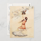 Carte Postale Jolie Pandora ouvrant sa boîte (Devant / Derrière)