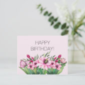 Carte Postale Jolie papillon floral rose Anniversaire (Debout devant)