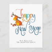 Carte Postale Jolie Parties scintillant Reindeer Bonne Année (Devant)