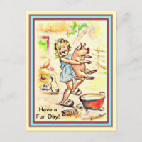 Jolie Petite Fille et Son Cochon - Amusant à Laver