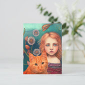 CARTE POSTALE JOLIE PETITE FILLE & GINGER CAT POSTCARD (Debout devant)