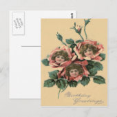 Carte Postale Jolie Petite Fille Rose (Devant / Derrière)
