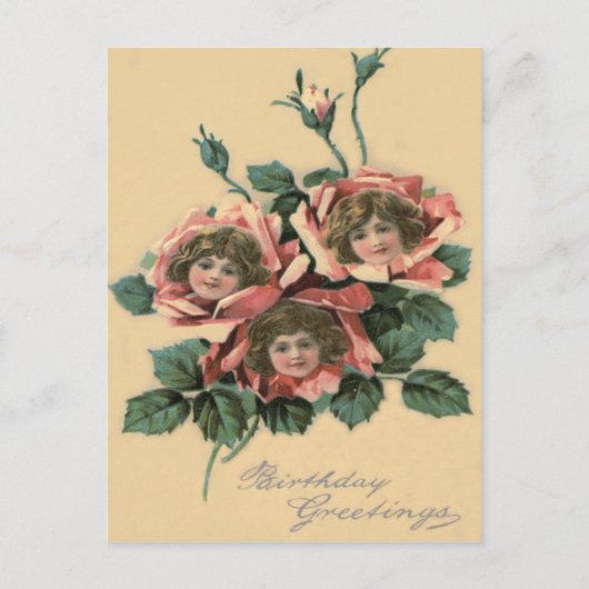 Carte Postale Jolie Petite Fille Rose (Devant)