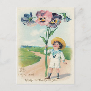 Carte Postale Jolie petite garçon pensée pensées