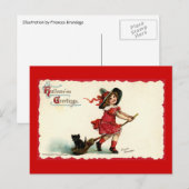 Carte Postale Jolie petite sorcière Halloween (Devant / Derrière)