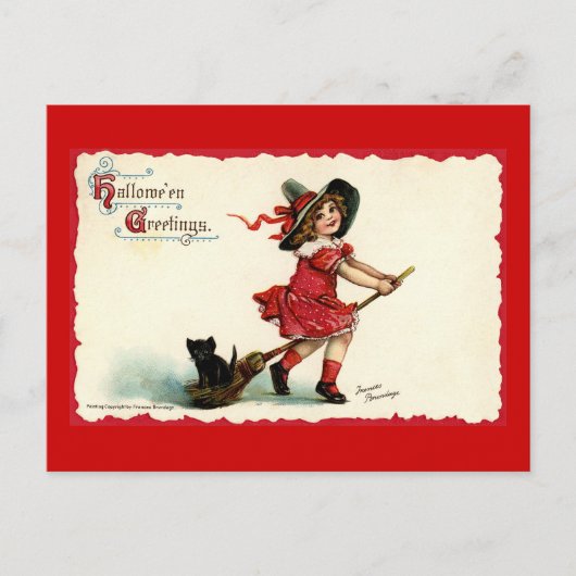 Carte Postale Jolie petite sorcière Halloween (Devant)