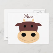 Carte postale jolie petite vache brune (Devant / Derrière)