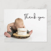 Carte Postale Jolie Photo Bébé Garçon 1er Anniversaire Merci (Devant)