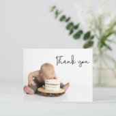 Carte Postale Jolie Photo Bébé Garçon 1er Anniversaire Merci (Debout devant)