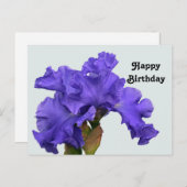 Carte Postale Jolie photo de fleurs d'iris violettes pour annive (Devant / Derrière)