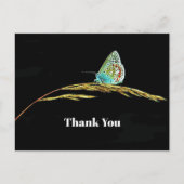 Carte Postale Jolie photo de graminée papillon bleu Merci (Devant)