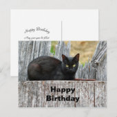 Carte Postale Jolie Photo de Journal Chat Noir pour Anniversaire (Devant / Derrière)