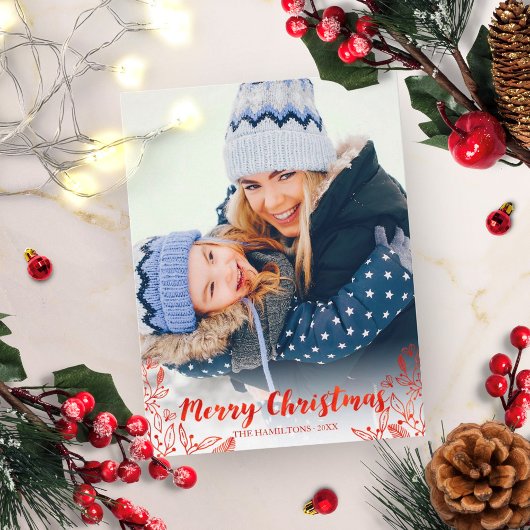 Carte Postale Jolie photo de script rouge Joyeux Noël