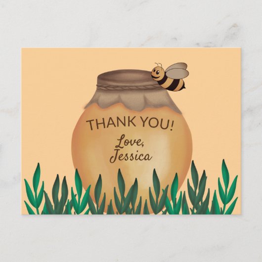 Carte Postale Jolie pot de miel et bébé abeille à l'essor Card M (Devant)