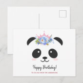 Carte Postale Jolie princesse panda personnalisée Joyeux Anniver (Devant / Derrière)