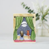 Carte Postale Jolie réveillon de Noël Enfant & Chat Kitty Aquare (Debout devant)