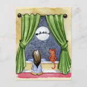 Carte Postale Jolie réveillon de Noël Enfant & Chat Kitty Aquare (Devant)