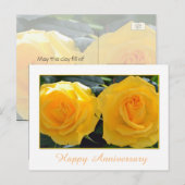 Carte Postale Jolie rose jaune fleurs heureux anniversaire (Devant / Derrière)