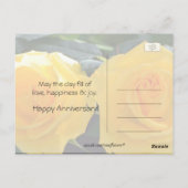 Carte Postale Jolie rose jaune fleurs heureux anniversaire (Dos)