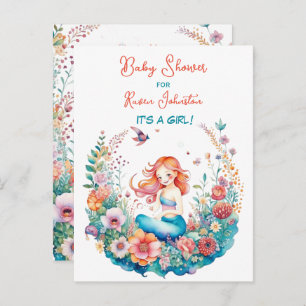 Carte Postale Jolie sirène fille de bébé douche de bébé Invitati