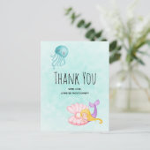 Carte Postale Jolie sirène sous l'eau aquarelle Merci (Debout devant)